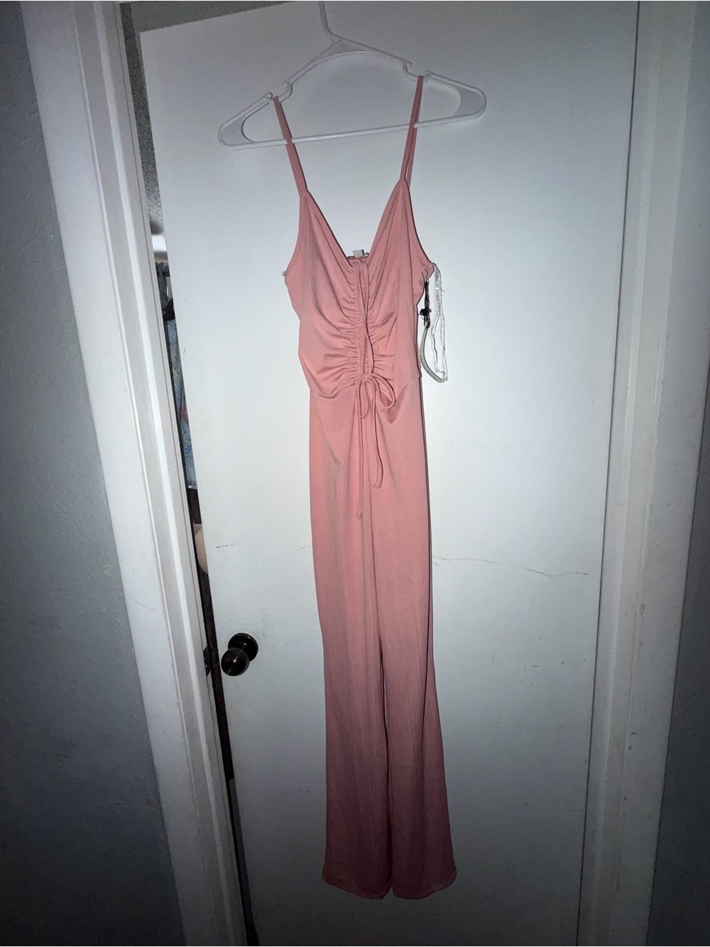 Sleeveless Pink Ruched Front pants romper